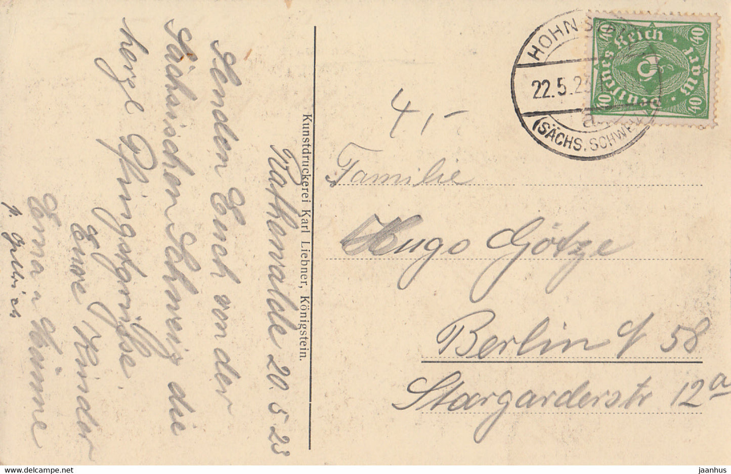 Sachs. Schweiz - Basteibrucke - old postcard - 1923 - Germany - used