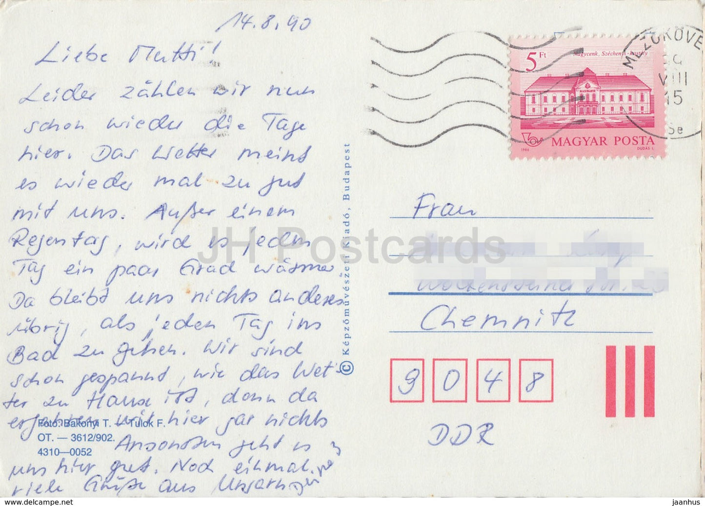 Egerbol - Eger - rue - monument - multiview - 1990 - Hongrie - utilisé