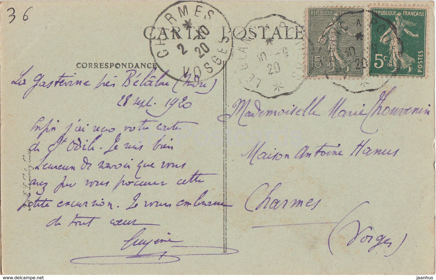 Chalais - Chateau de La Gastevine - Schloss - 6 - alte Postkarte - 1920 - Frankreich - gebraucht