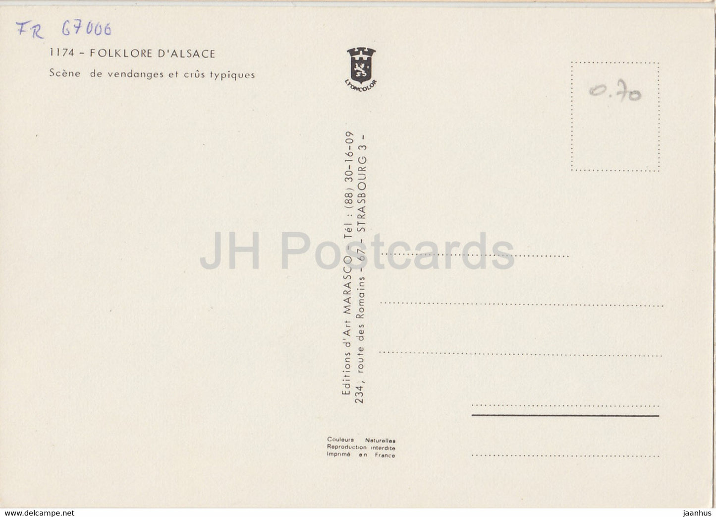 Vendanges Alsaciennes - Wein - Weinberg - Frankreich - unbenutzt