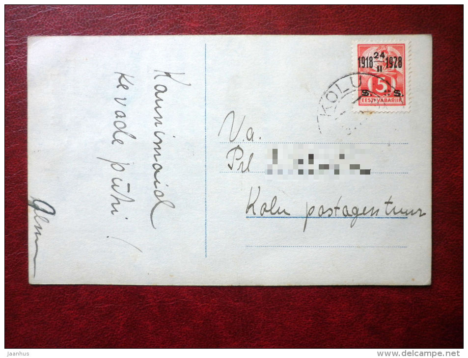 Easter Greeting Card - girl and boy - eggs - HB 9829/1 - circulated in Estonia 1928 , Kolu - France - used - JH Postcards