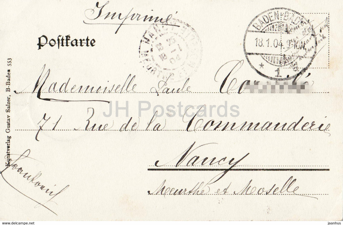 Baden Baden - Leopoldsplatz - alte Postkarte - 1904 - Deutschland - gebraucht