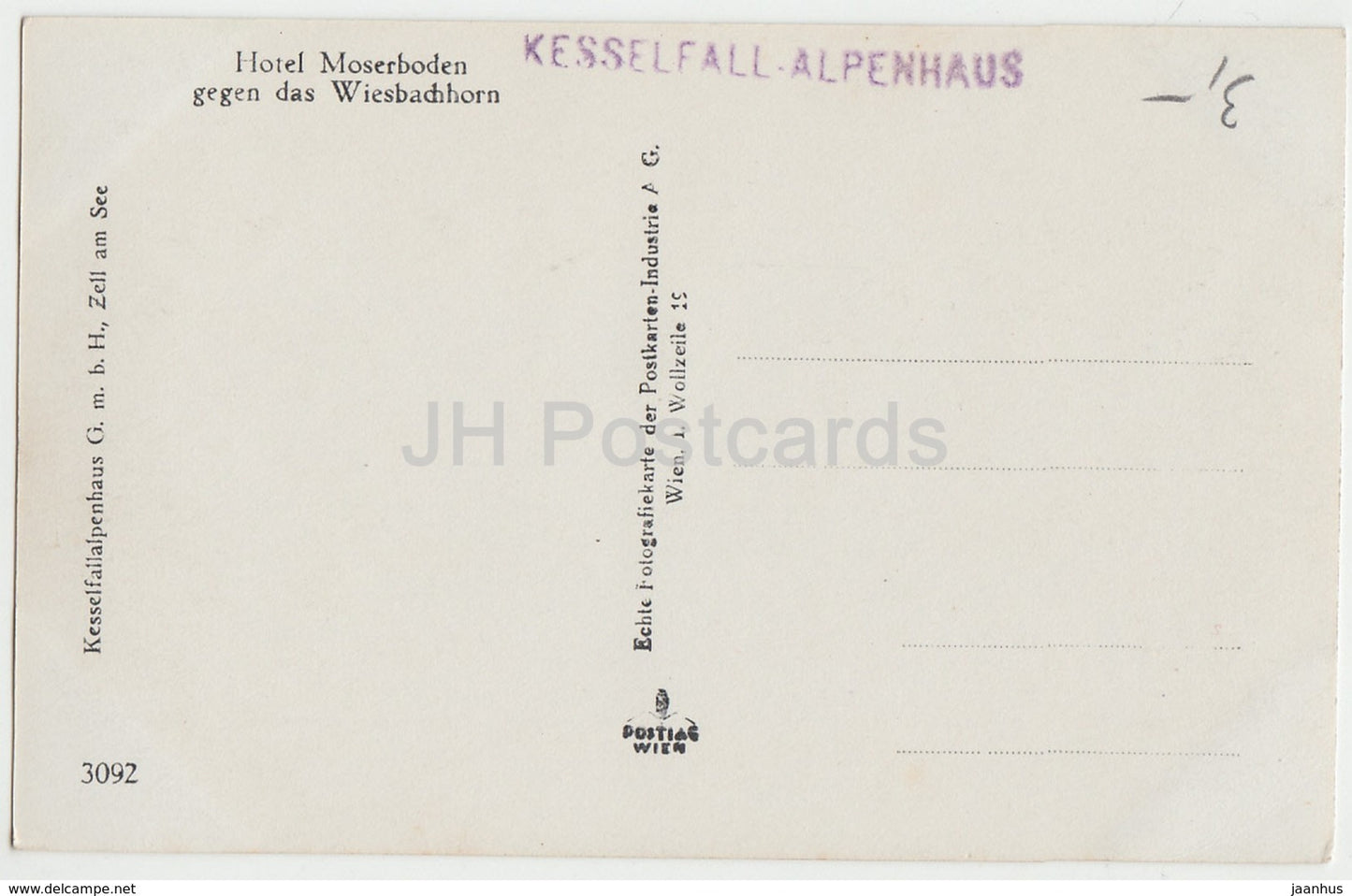 Hotel Moserboden gegen das Wiesbachhorn - 3092 - alte Ansichtskarte - Österreich - unbenutzt