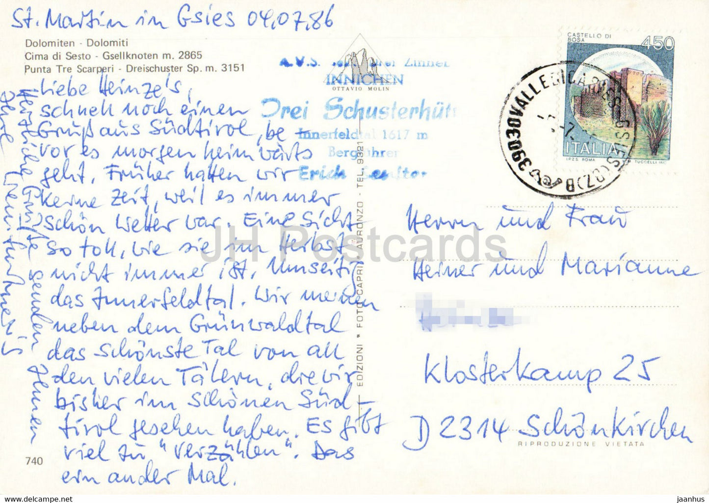 Dolomiti - Cima di Sesto - Gsellknoten 2865 m - Punta Tre Scarperi - 1986 - Italy - used
