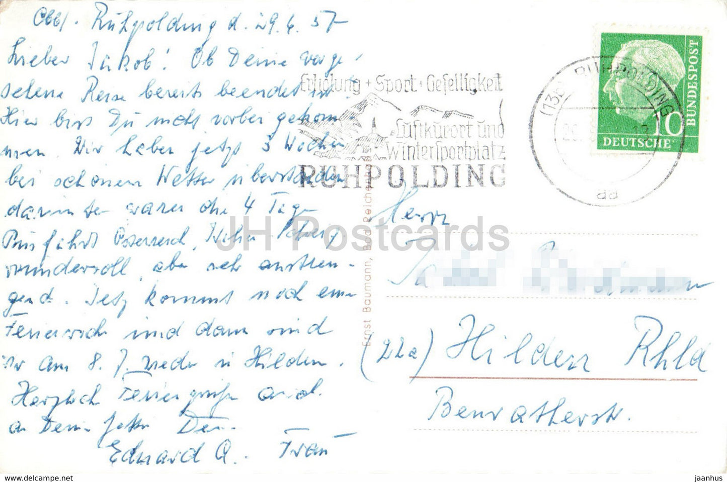 Ruhpolding Obb mit Rauschbergbahn - alte Postkarte - 1957 - Deutschland - gebraucht