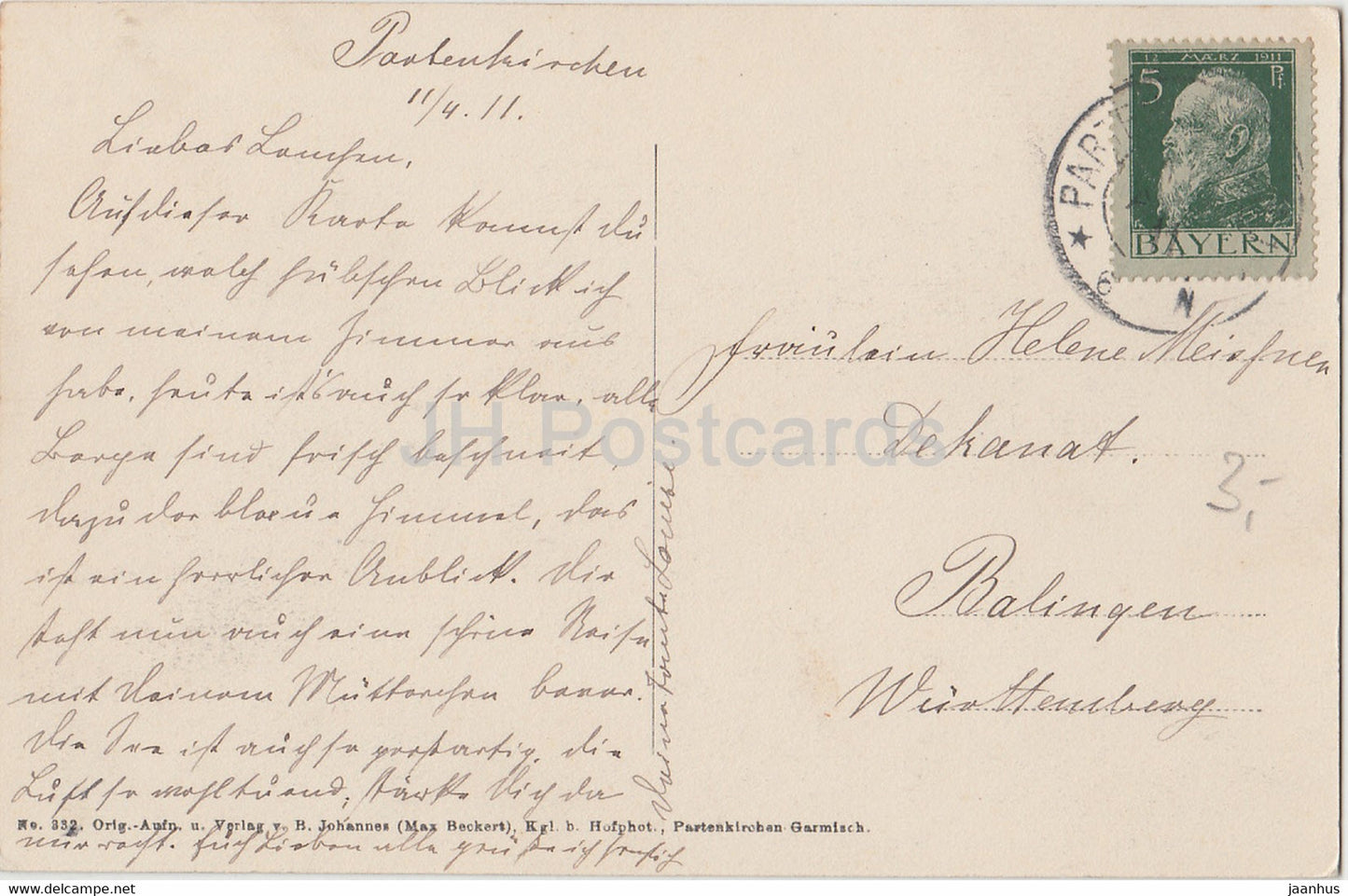 Gruss aus Partenkirchen - 352 - old postcard - 1911 - Germany - used