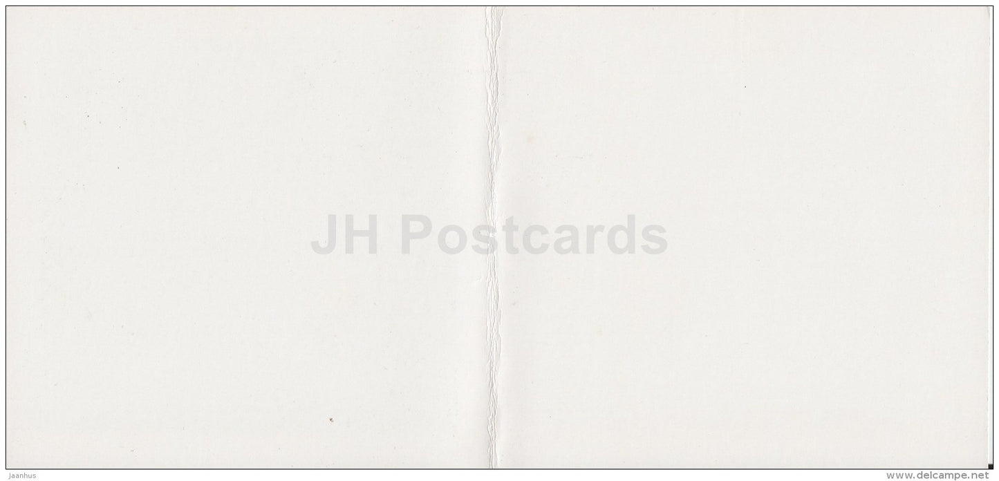 mini Birthday Greeting card by A. Melderes - flowers in the vase - 1984 - Latvia USSR - unused - JH Postcards