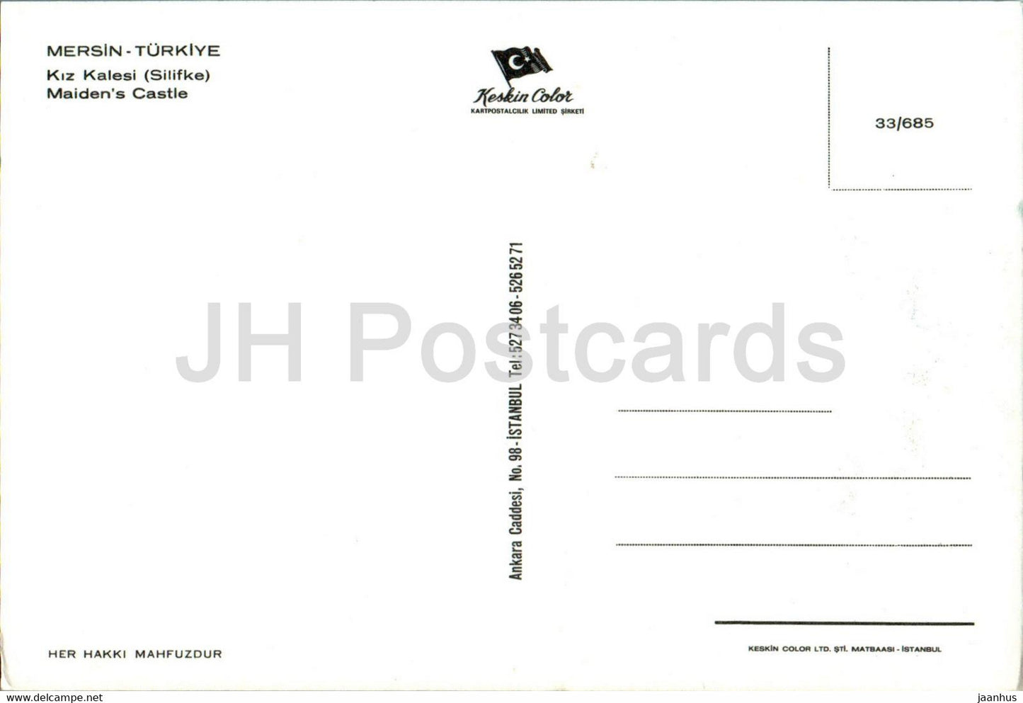 Mersin - Kiz Kalesi - Maidens castle - 33/685 - Turkey - unused