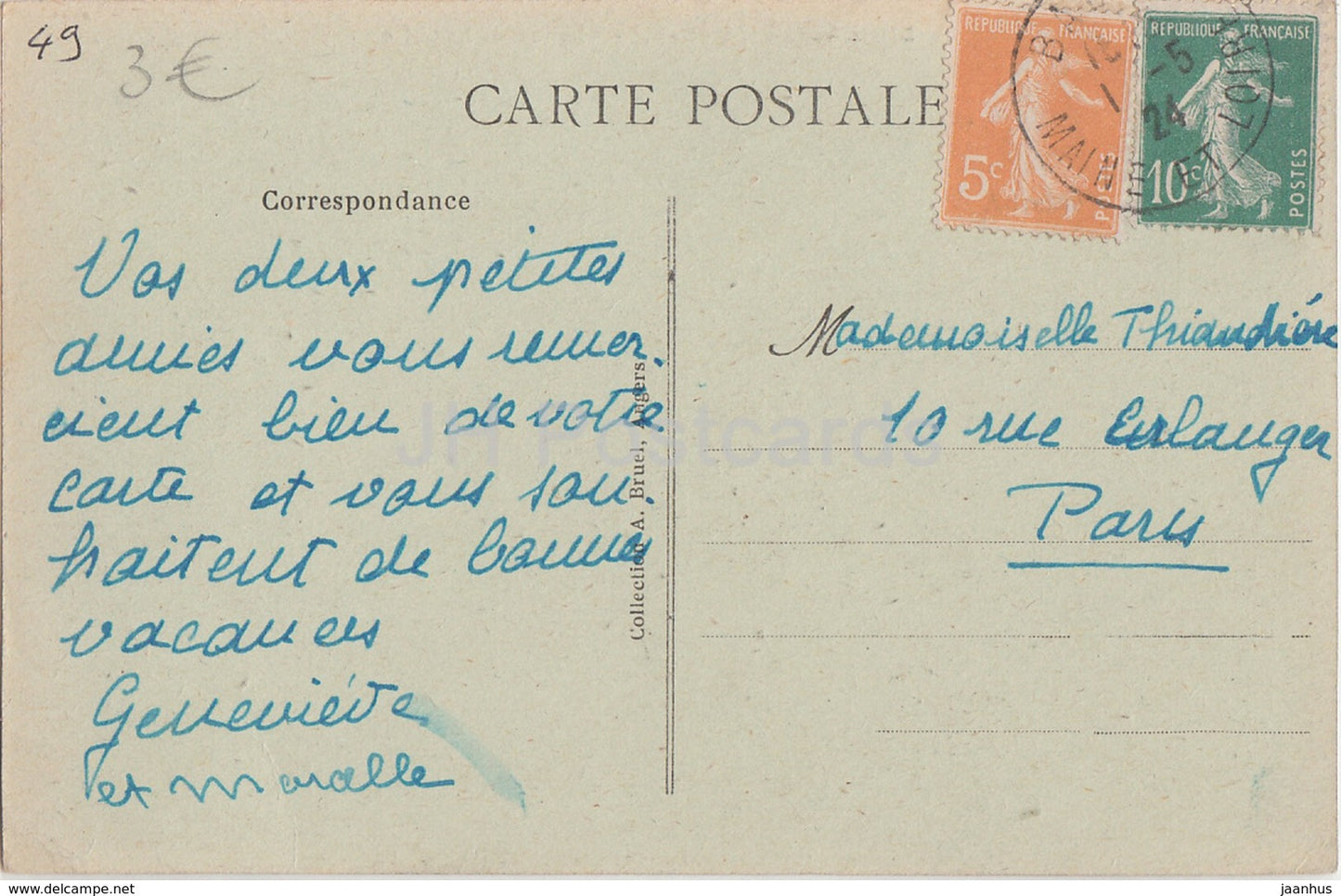 Vieil Bauge - Chateau de Lendifer - castle - old postcard - 1924 - France - used