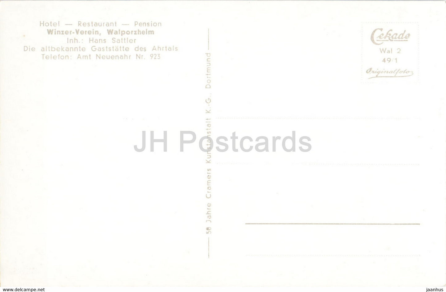 Walporzheim a d Ahr - Pension Winzer Verein - old postcard - Germany - unused