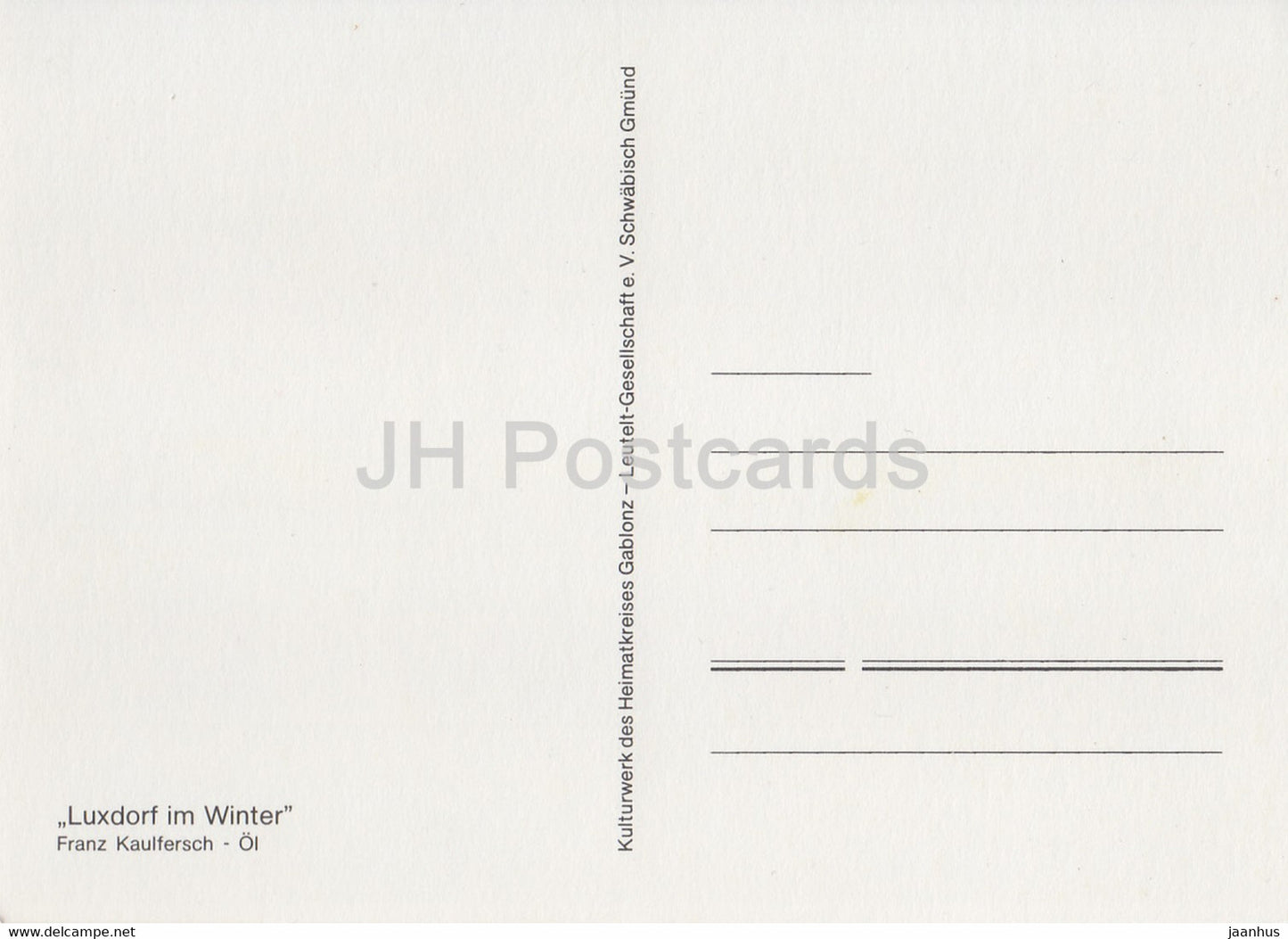 painting by Franz Kaulfersch - Luxdorf im Winter - German art - Germany - unused