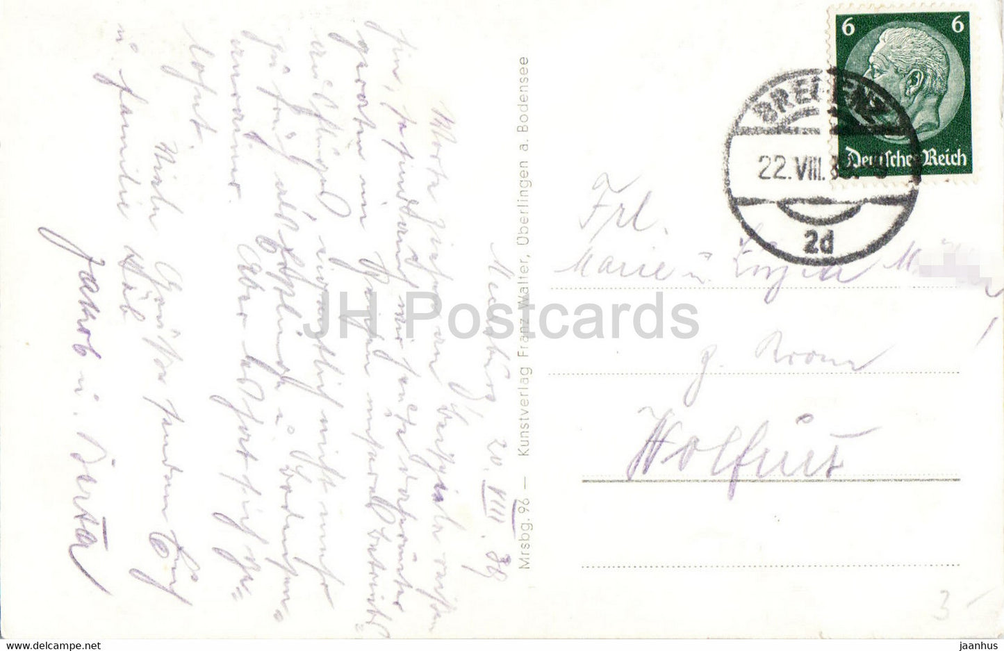 Meersburg und die Dichterin Annette contre Droste Hulshoff - 1939 - carte postale ancienne - Allemagne - utilisé