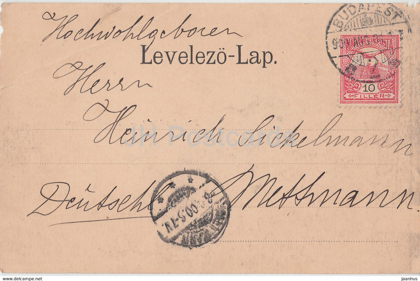 Budapest - Erzsebet korut - Elisabethring - Straßenbahn - alte Postkarte - 1900 - Ungarn - gebraucht