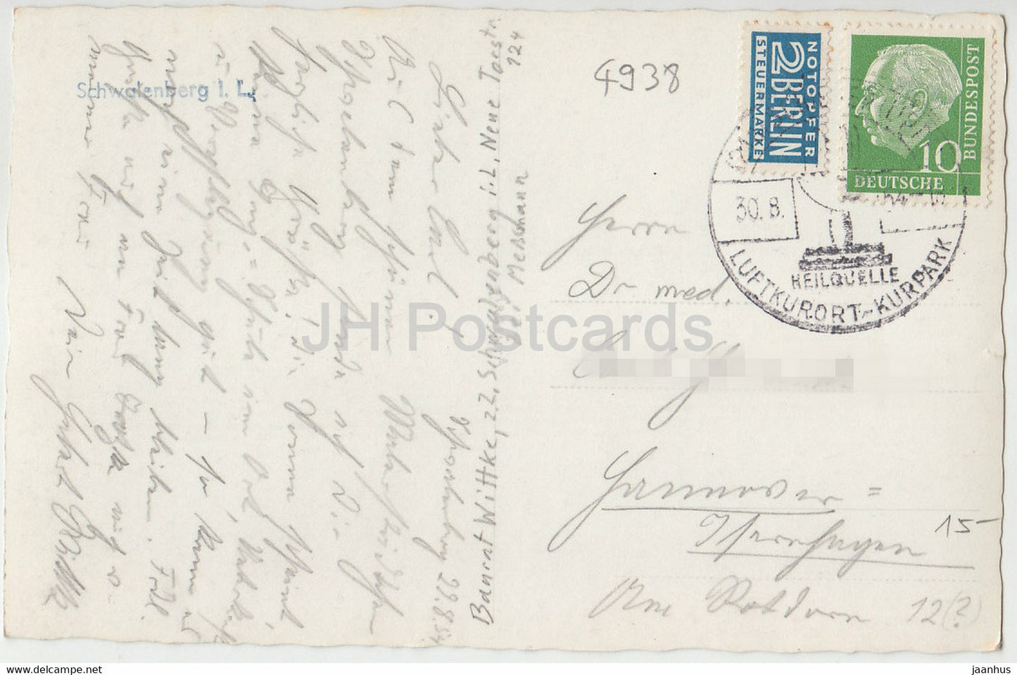 Schwalenberg I L - horse carriage - old postcard - 1954 - Germany - used