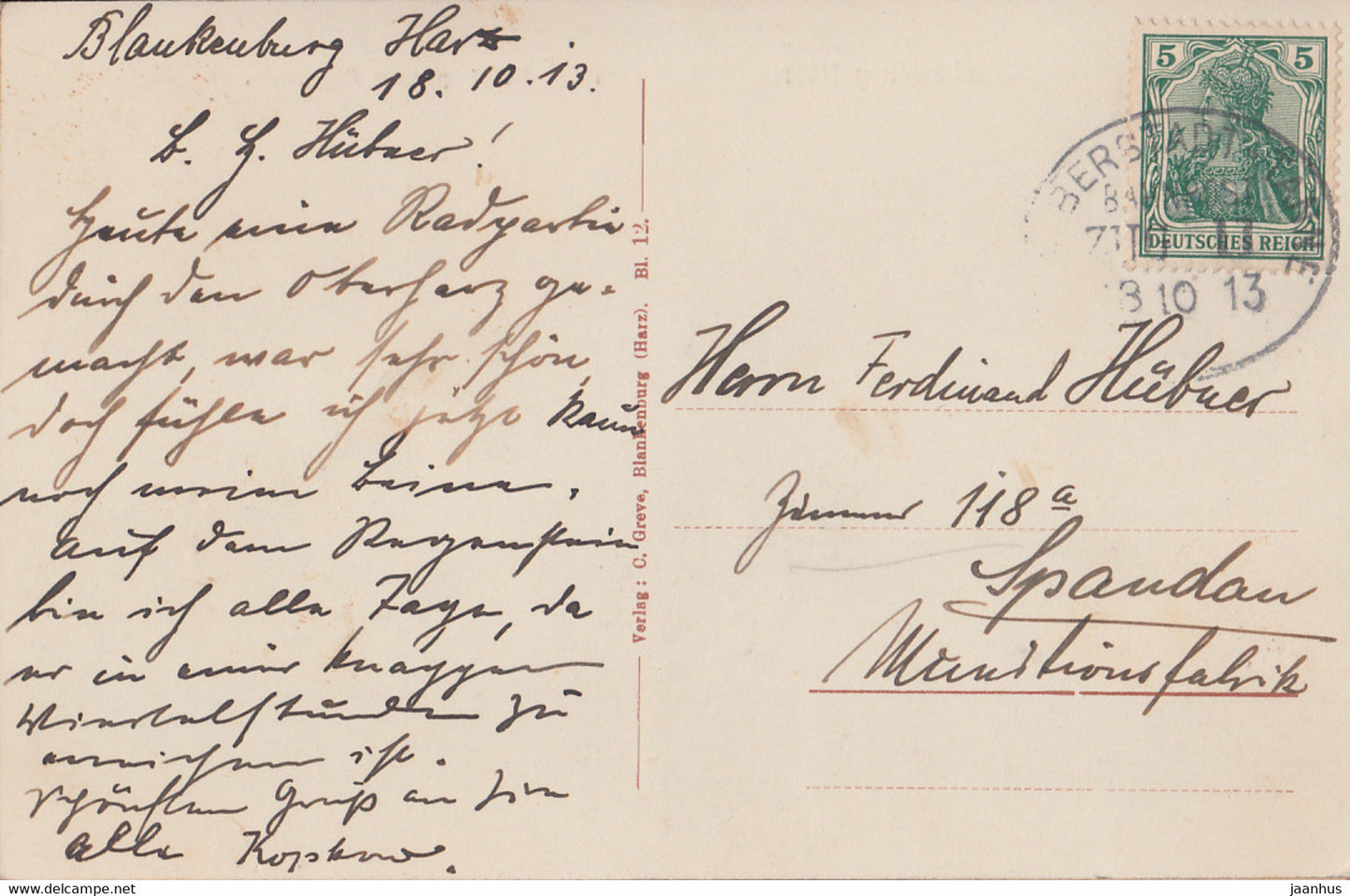 Blankenburg (Harz) - Kleine Rosstrappe am Regenstein - alte Postkarte - 1913 - Deutschland - gebraucht