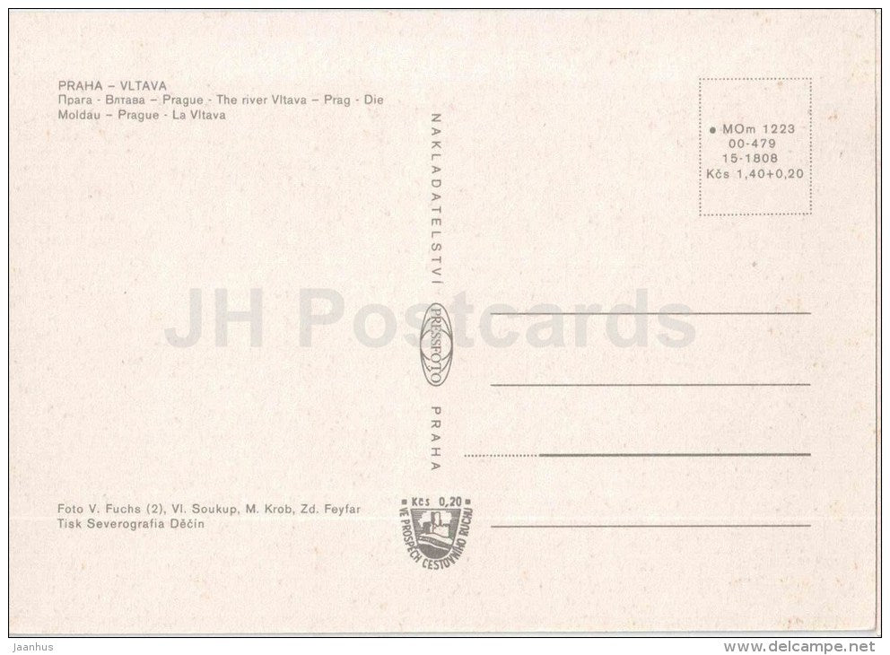 Praha - Prague - the river Vltava - Czechoslovakia - Czech - unused - JH Postcards