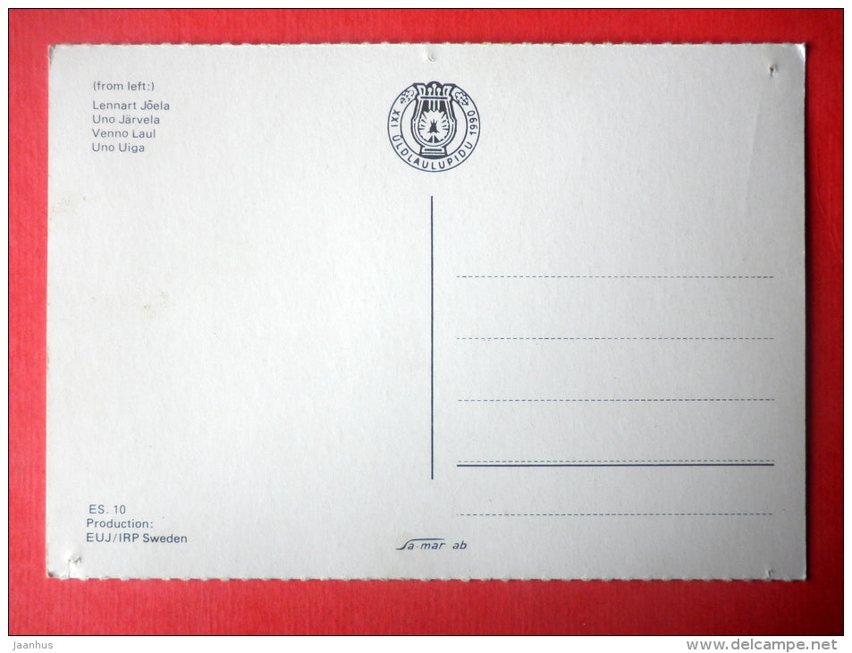 Lennart Jõela - Uno Järvela - Venno Laul - Uno Uiga conductor - XXI Estonian Song Festival 1990 - üldlaulupidu - unused - JH Postcards