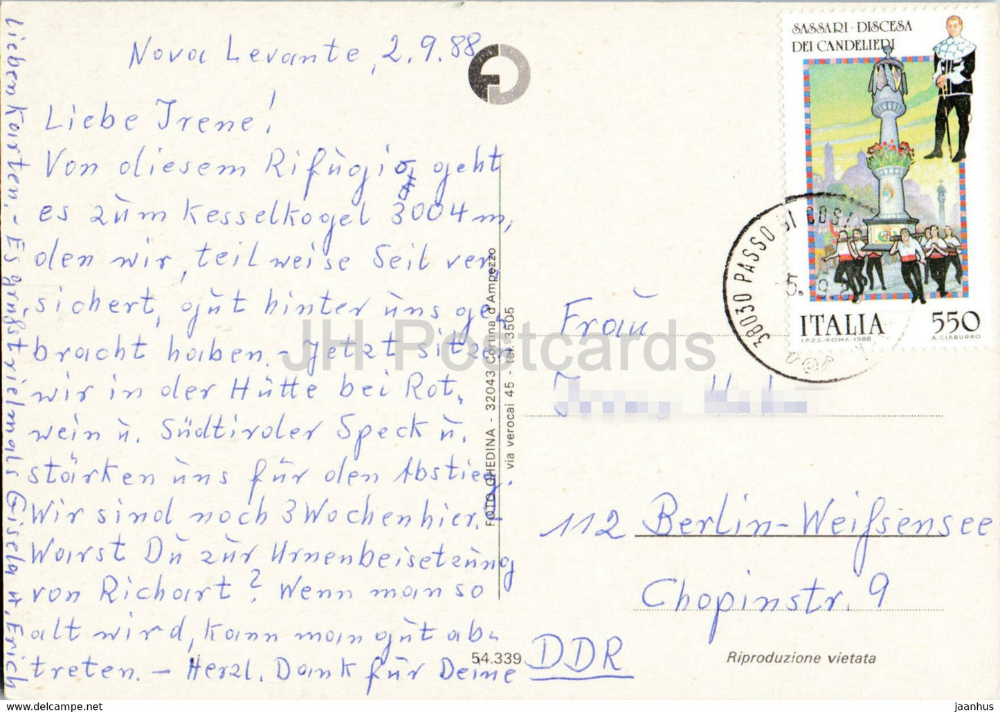 Rif Passo Principe 2601 m - Dolomiti - Gruppo Catinaccio - 1988 - Italie - occasion
