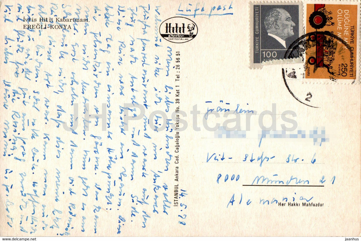 Eregli - Konya - Ivris Hit it Kabartmasi - İvriz Hittite Relief - ancient world - 1978 - Turkey - used