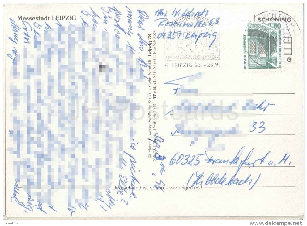Messestadt Leipzig - Leipzig 78 - Germany - 1996 gelaufen - JH Postcards