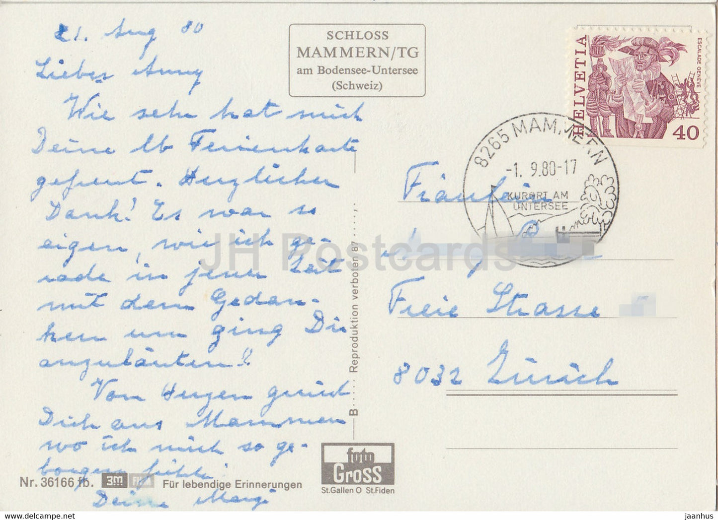 Schloss Mammern - castle - 1980 - Switzerland - used