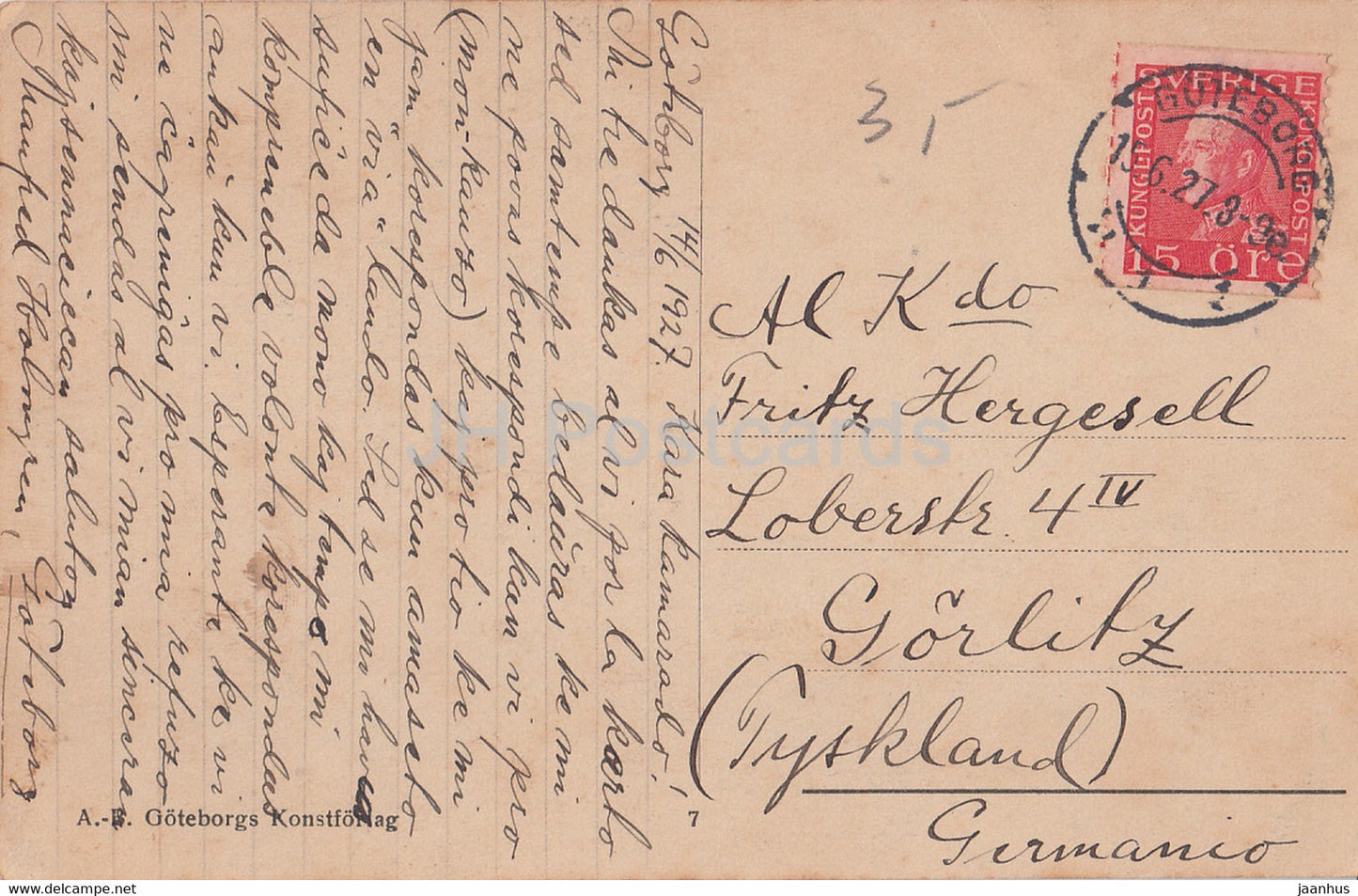 Goteborg - Smalandsstuonni Slottsskogen - old postcard - 1927 - Sweden - used