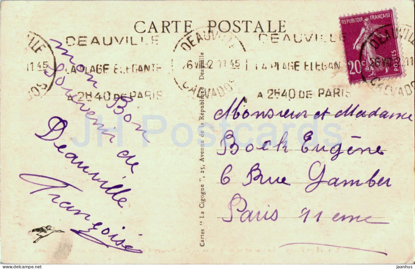 Deauville - La Plage Fleurie - Le Casino et les Jardins - 2 - old postcard - 1932 - France - used
