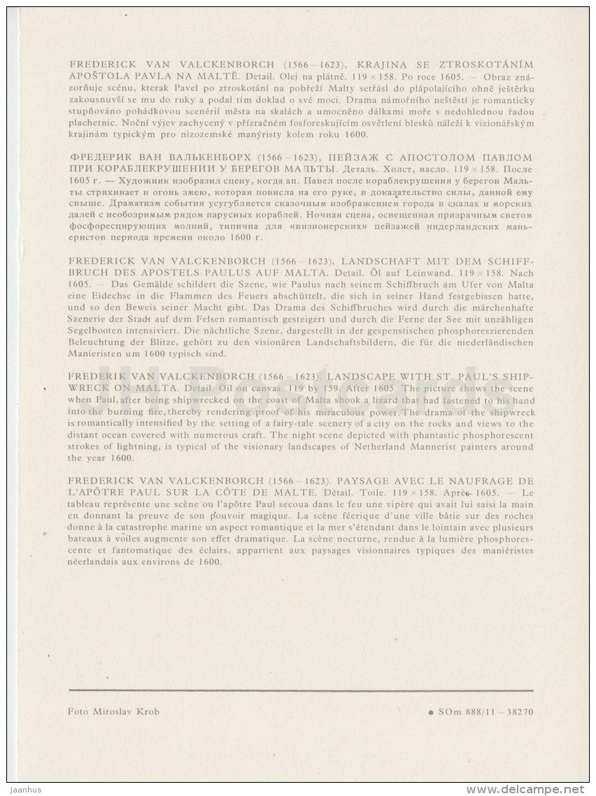 painting by Frederik van Valckenborch - St. Paul Shipwreck on Malta - German art - large format card - Czech - unused - JH Postcards