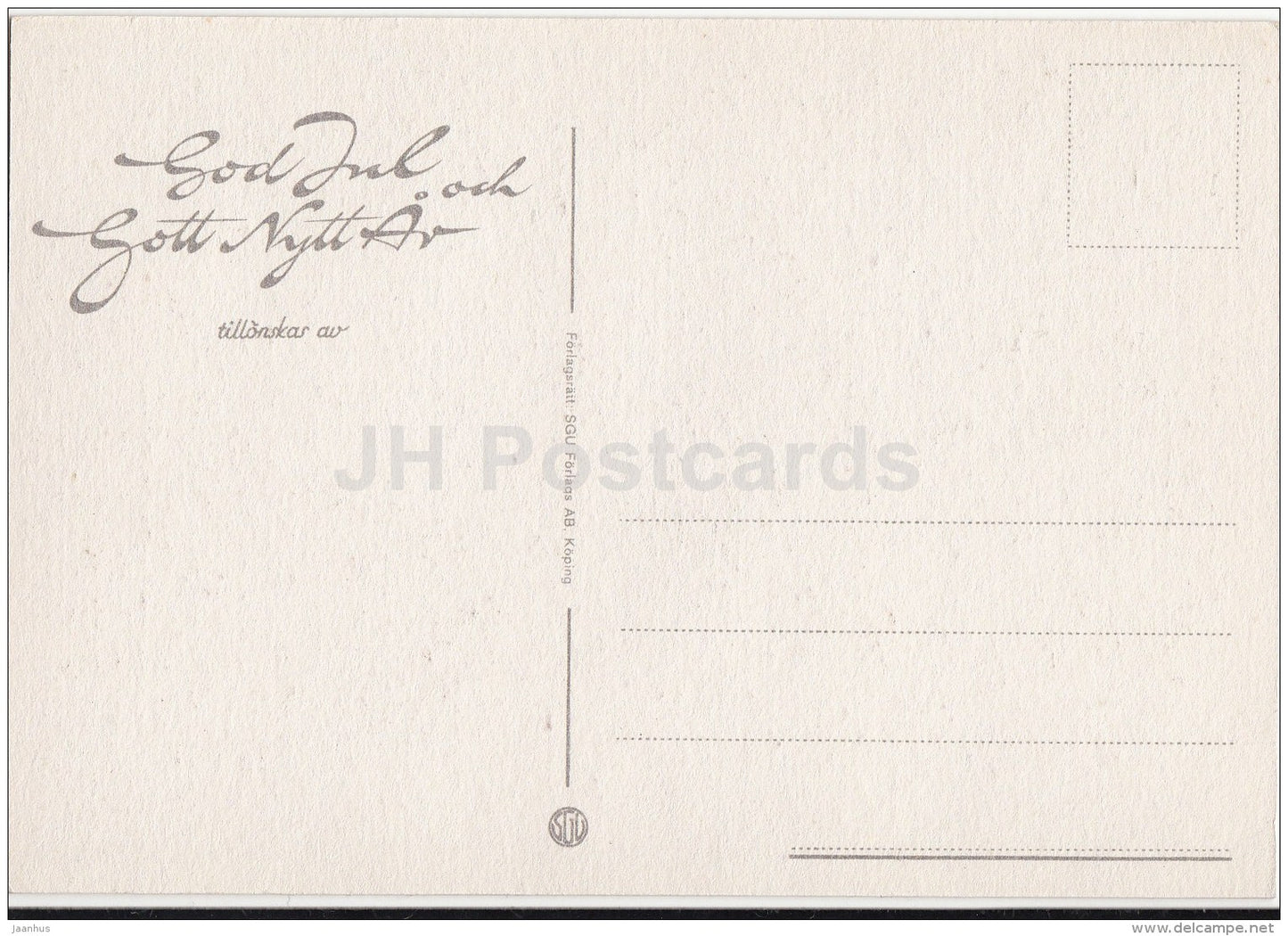 Christmas Greeting Card by Curt Nyström - cow milking - gnomes - Sweden - used - JH Postcards