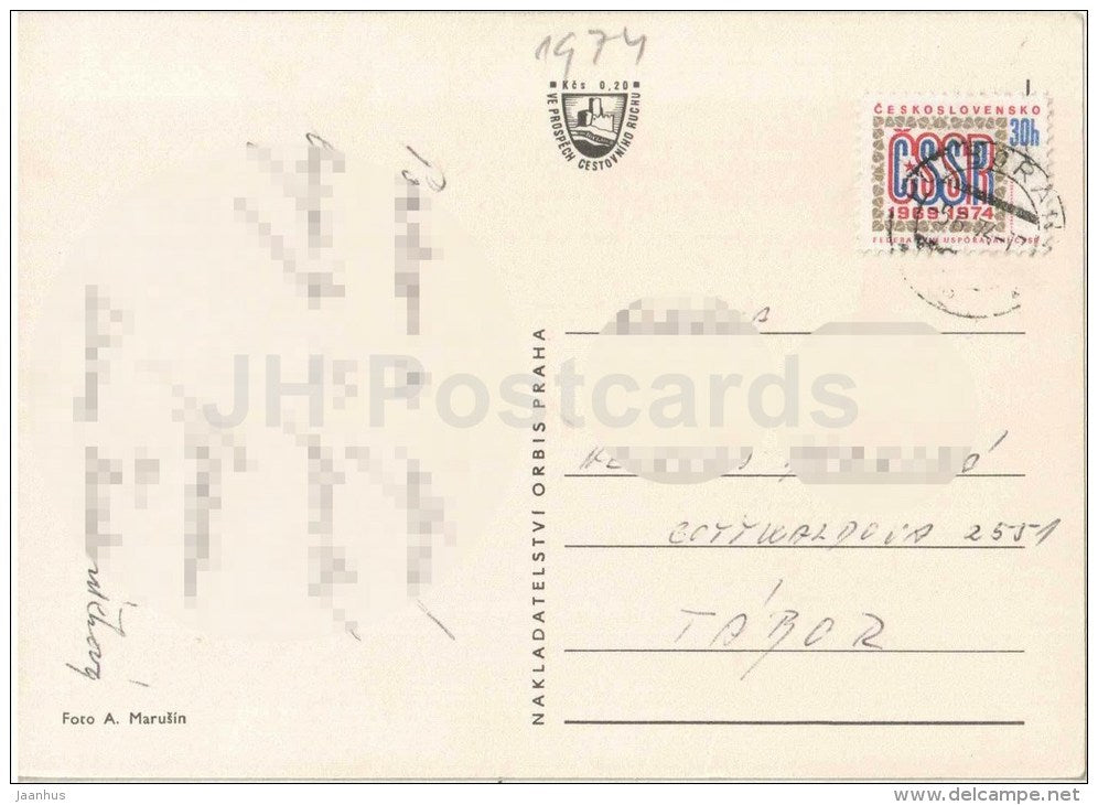 Podborany - town views - architecture - Czechoslovakia - Czech - used 1974 - JH Postcards