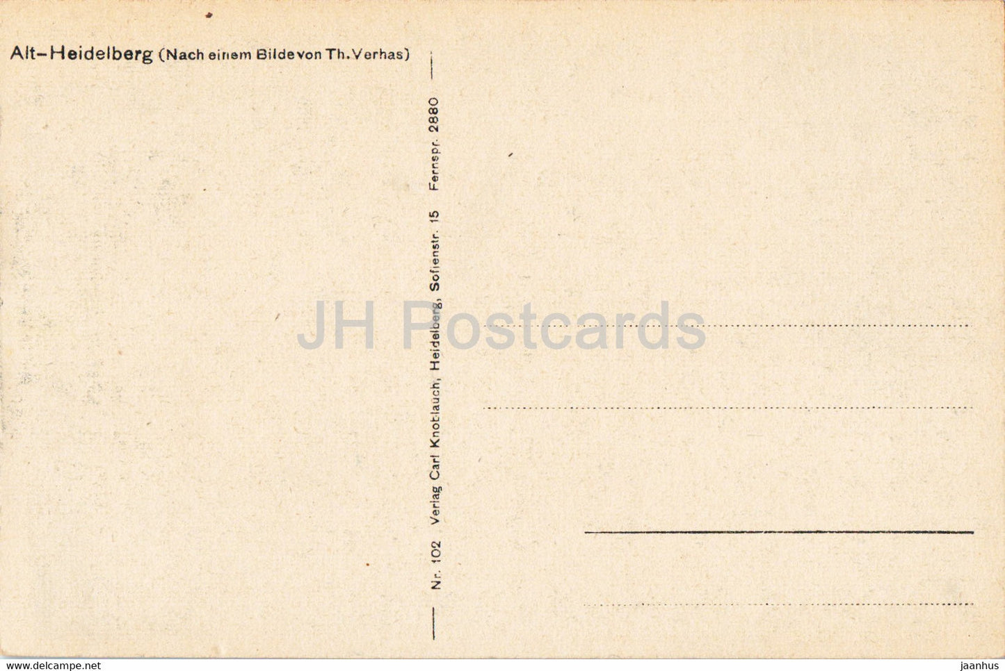 Alt Heidelberg - Nach einem Bild von Th. Verhas - alte Postkarte - Deutschland - unbenutzt