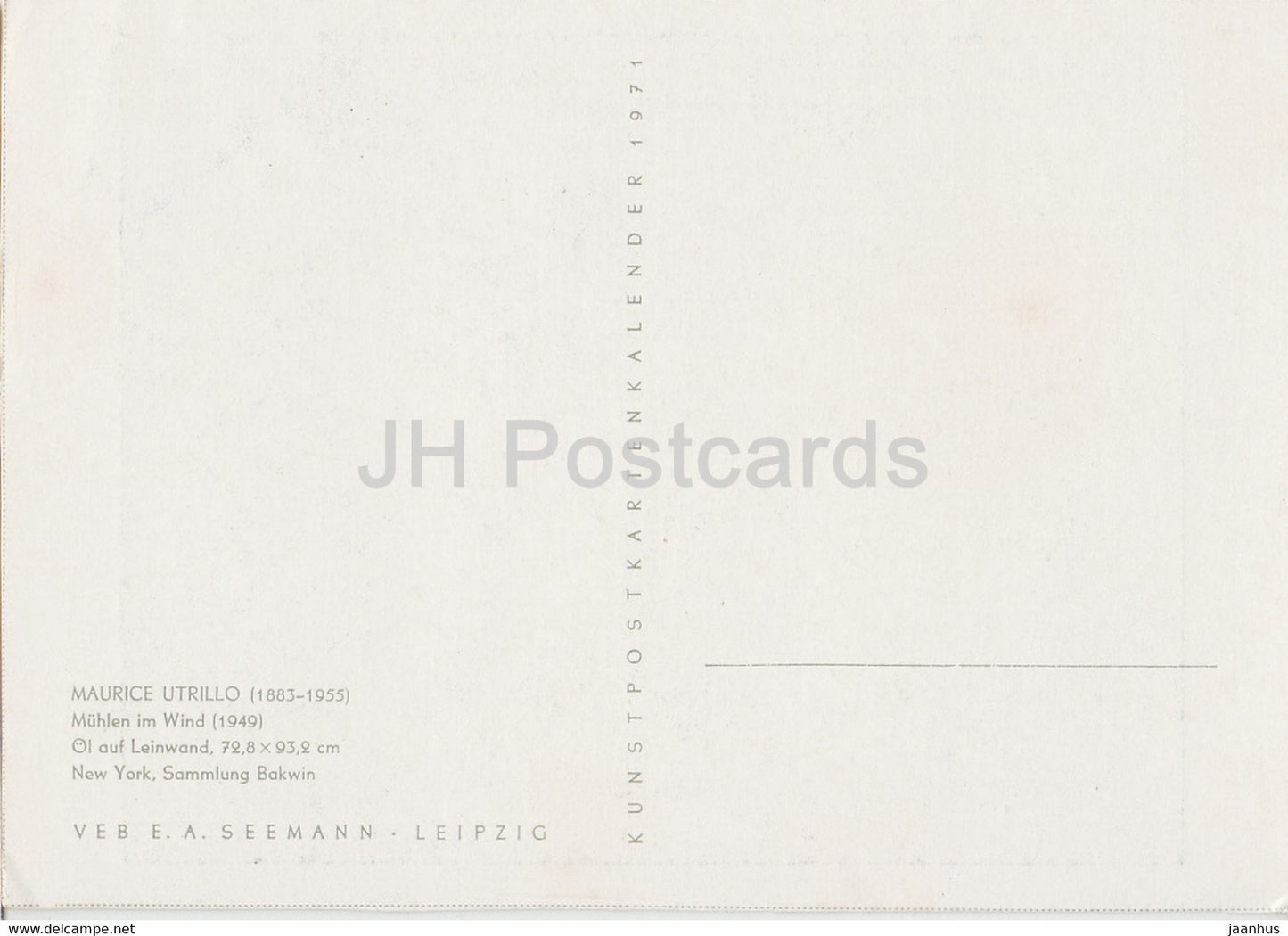 painting by Maurice Utrillo - Muhlen im Wind - windmill - French art - 1971 - Germany - unused