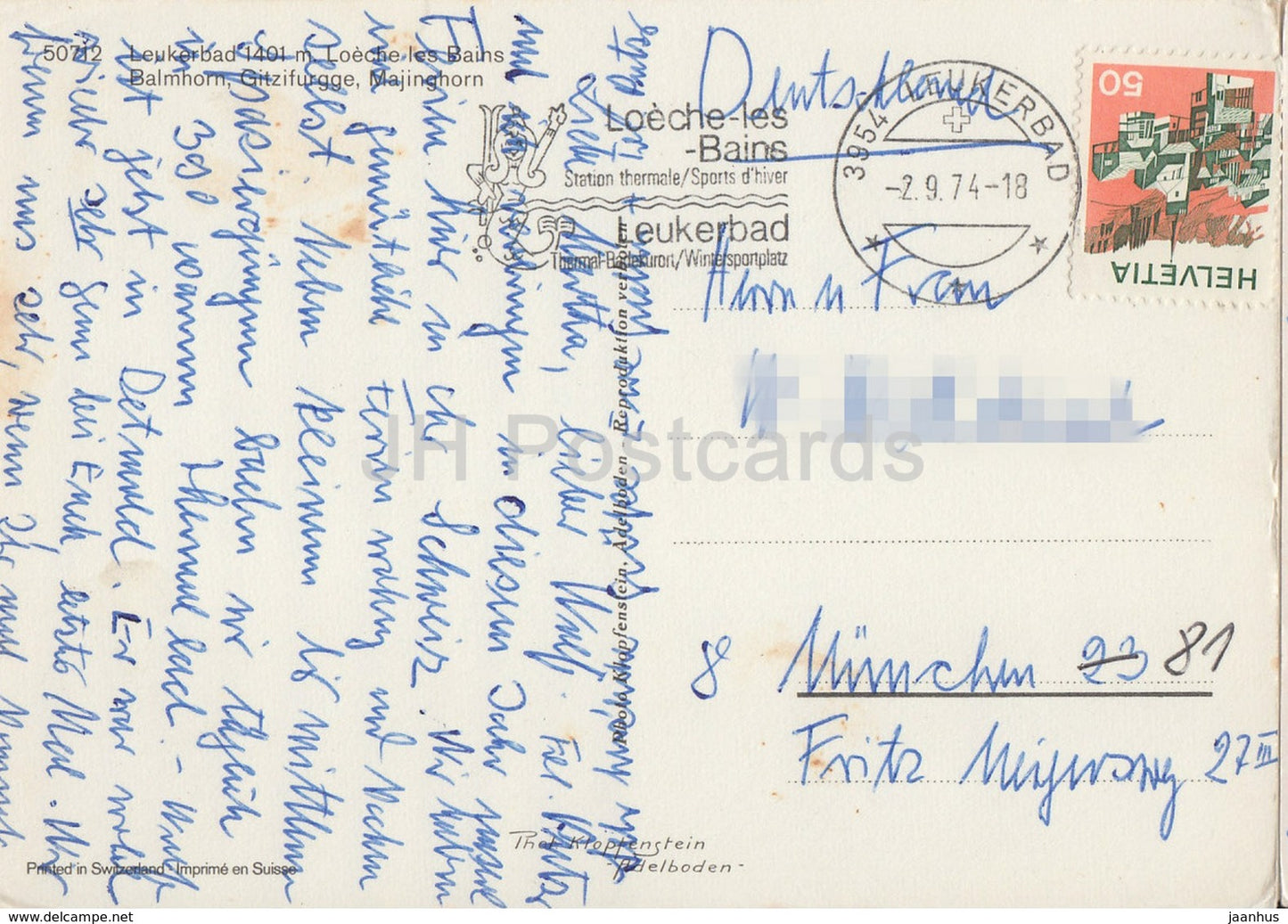 Leukerbad 1401 m - Loeche les Bains - Balmhorn - Gitzifurgge - Majinghorn - 1974 - Switzerland - used