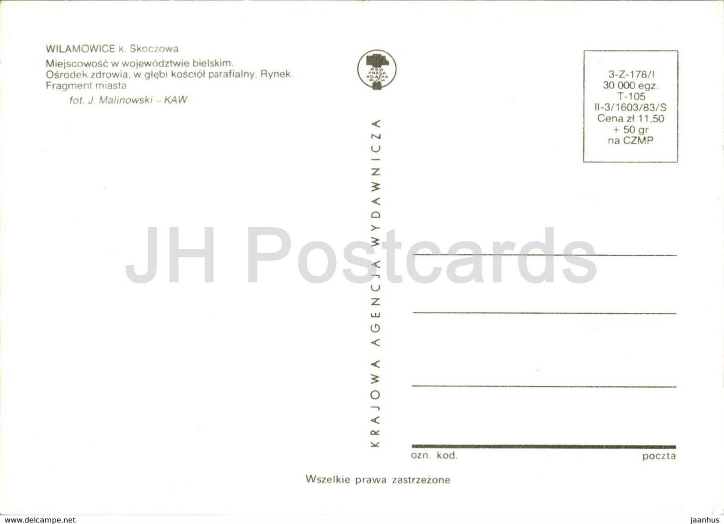 Wilamowice - Osrodek zdrowia - Rynek - Health Center - Market Square - car - Poland - unused