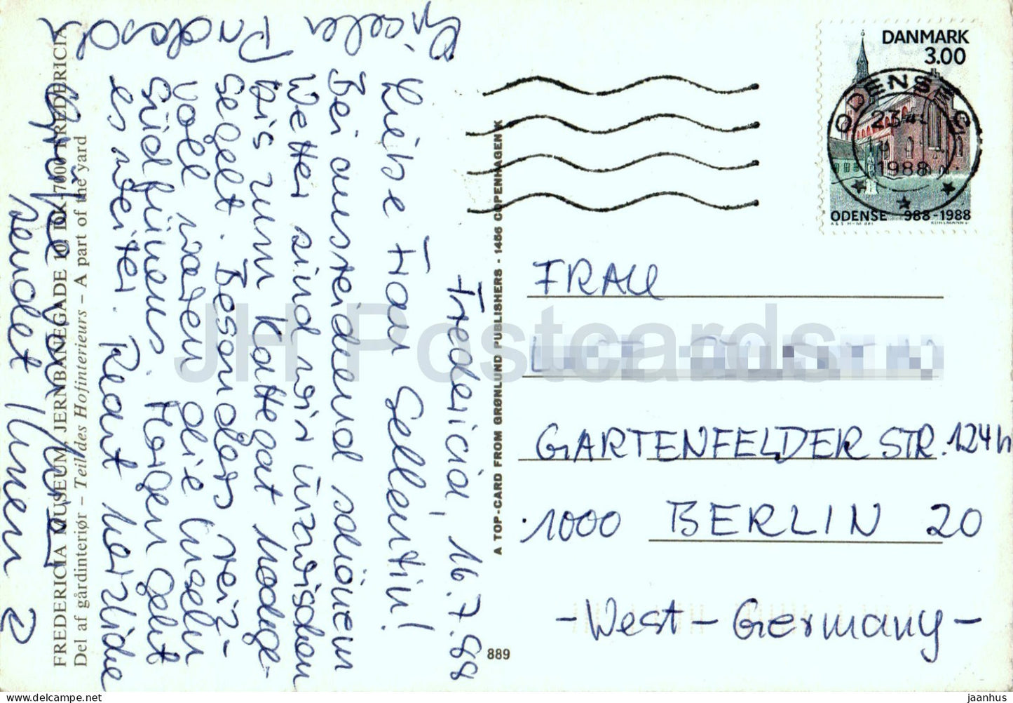 Fredericia Museum – Jernbanegade – Ein Teil des Hofes – Brunnen – 889 – 1988 – Dänemark – gebraucht