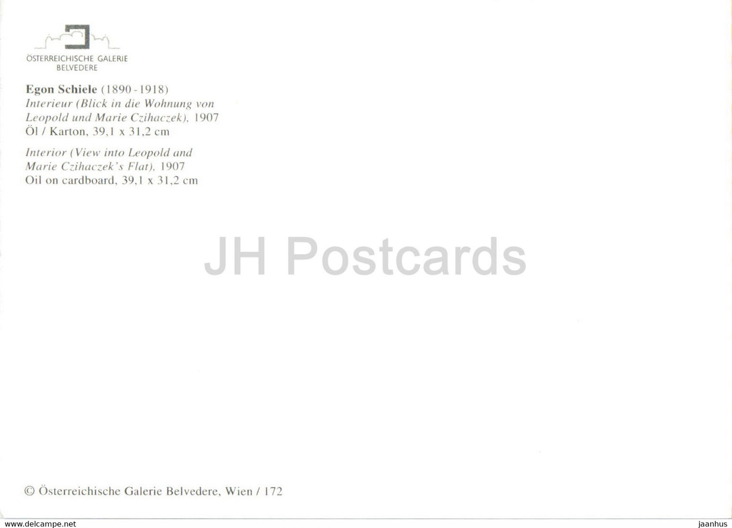 peinture d'Egon Schiele - Interieur - Intérieur - Art autrichien - 1986 - Autriche - inutilisé