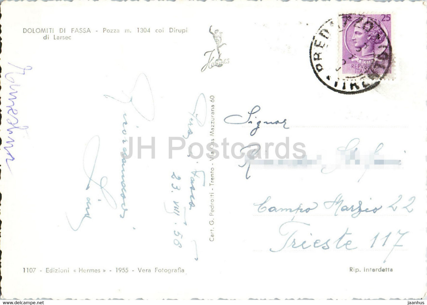 Dolomiti di Fassa - Pozza coi Dirupi di Larsec - 1956 - old postcard - Italy - used