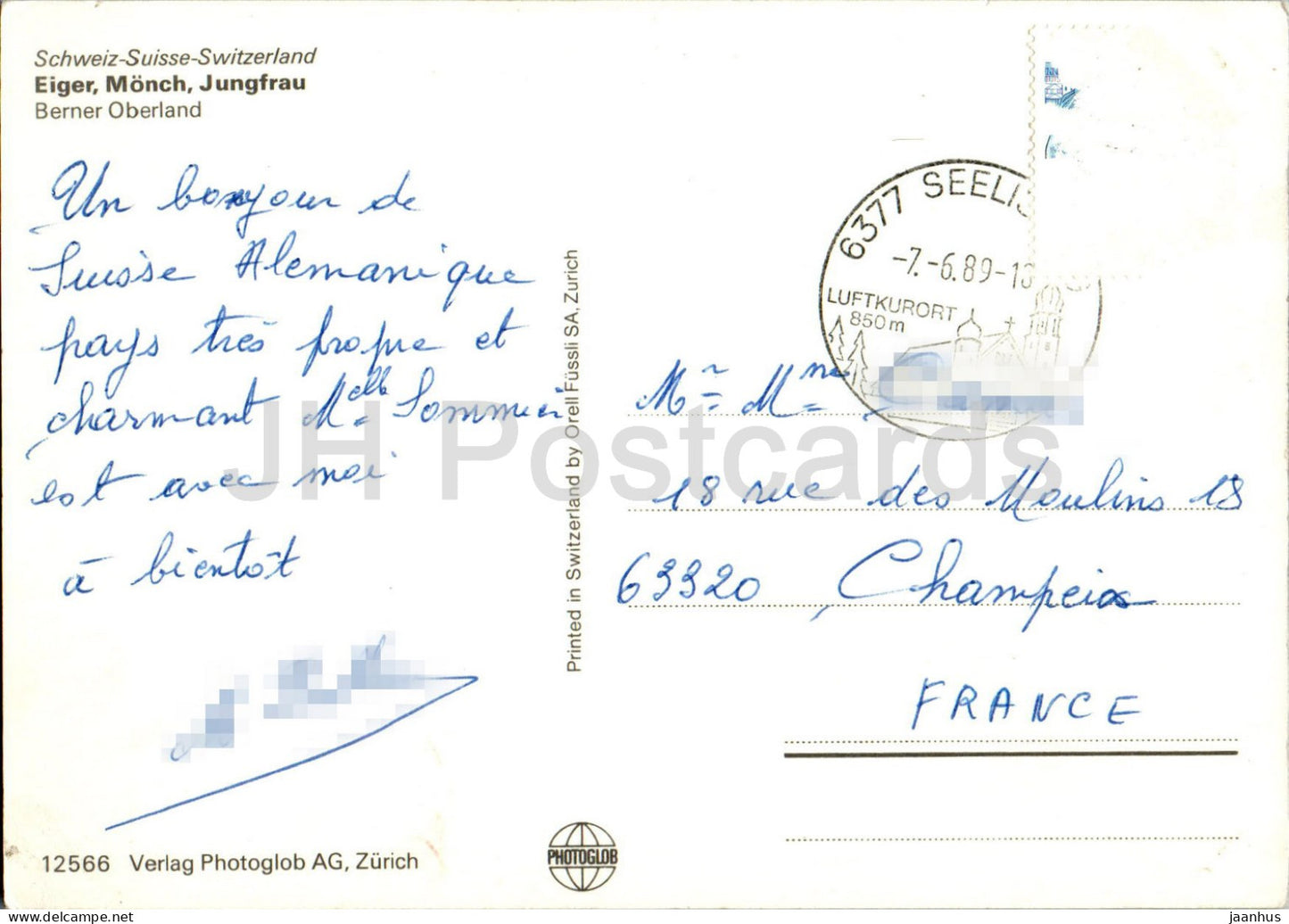 Eiger - Monch - Jungfrau - Berner Oberland - folk costume - folk music - 12566 - 1989 - Switzerland - used
