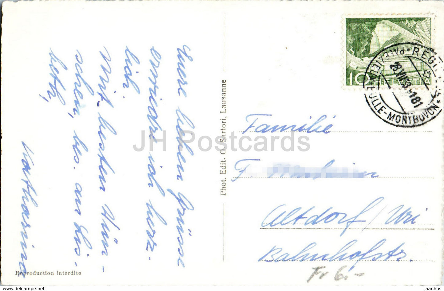 Gruyères et le Moleson - 1143 - carte postale ancienne - 1953 - Suisse - occasion