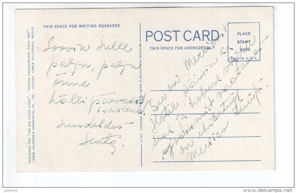 Hotel Agua Caliente , Tijuana , Mexico - X-53 - old car - old postcard - USA - used - JH Postcards