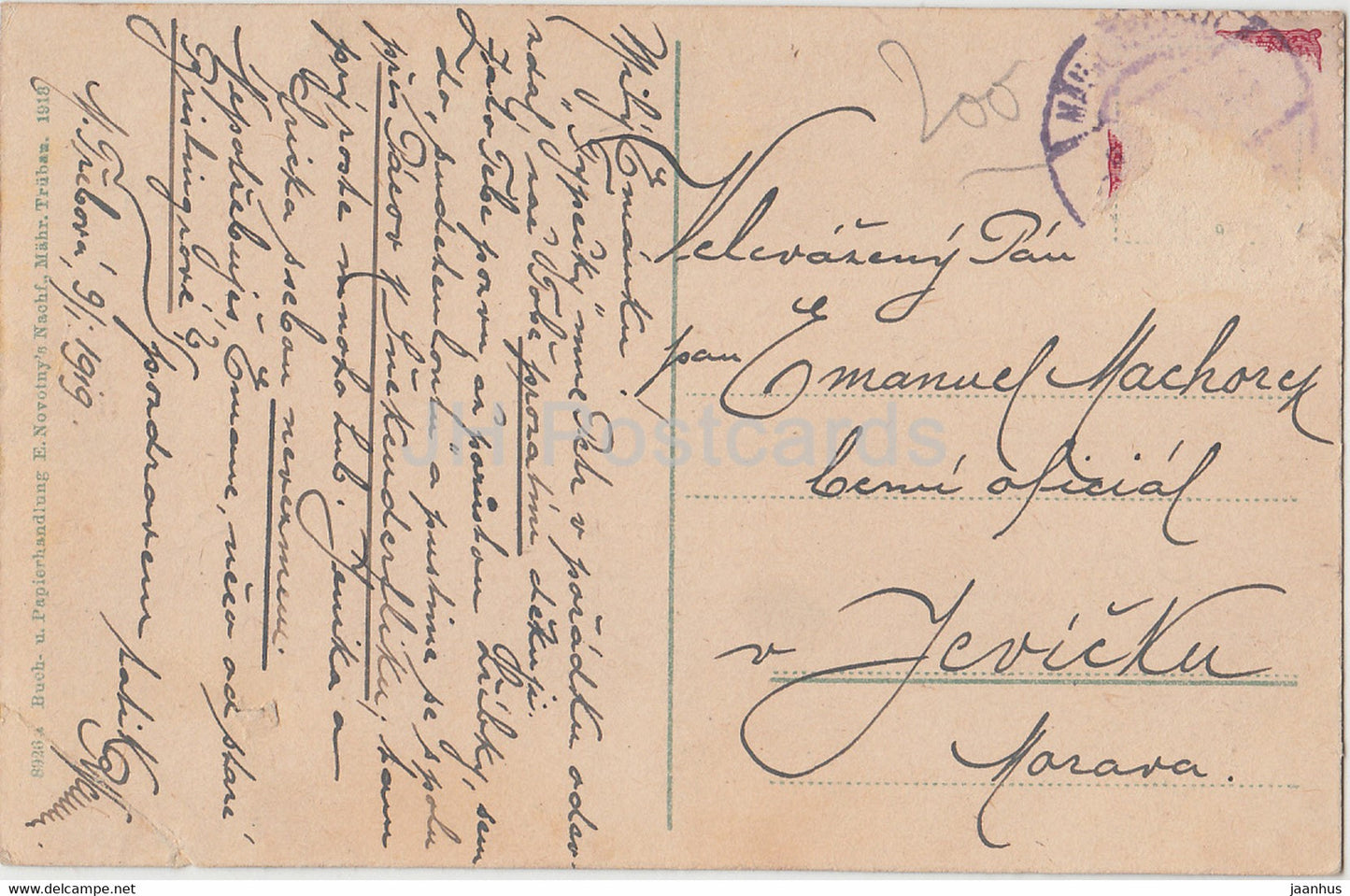 Mahr Trubau - Moravska Trebova - Barackenlager im Kriegsjahre 1918 - 1919 -old postcard - Czech Republic - used