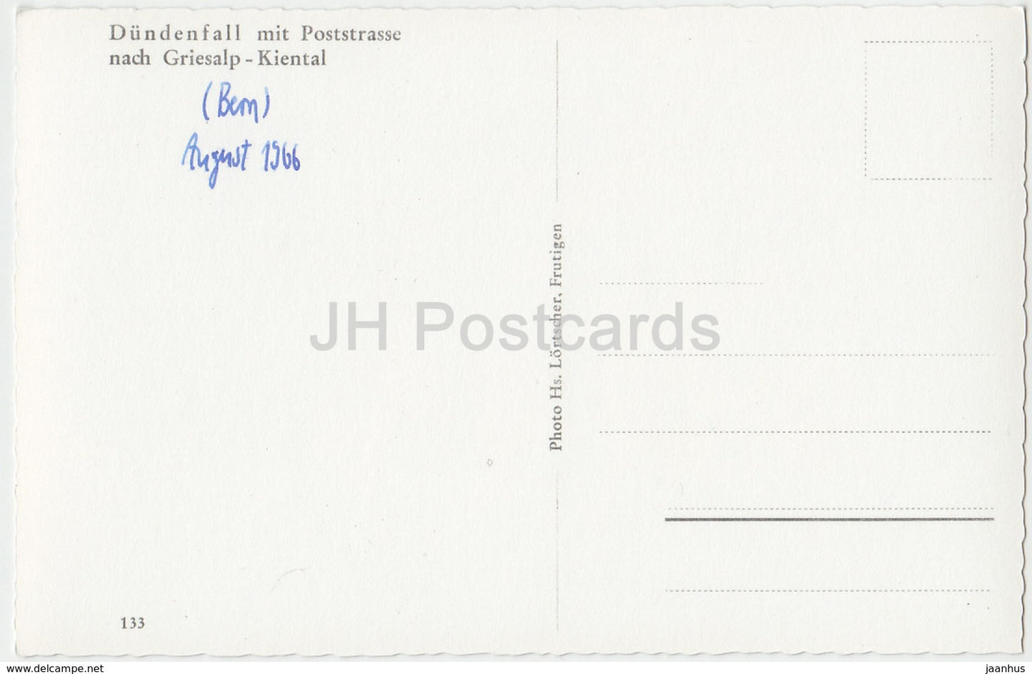 Dundenfall mit Poststrasse nach Griesalp - Kiental - cascade - 133 - Suisse - 1966 - utilisé