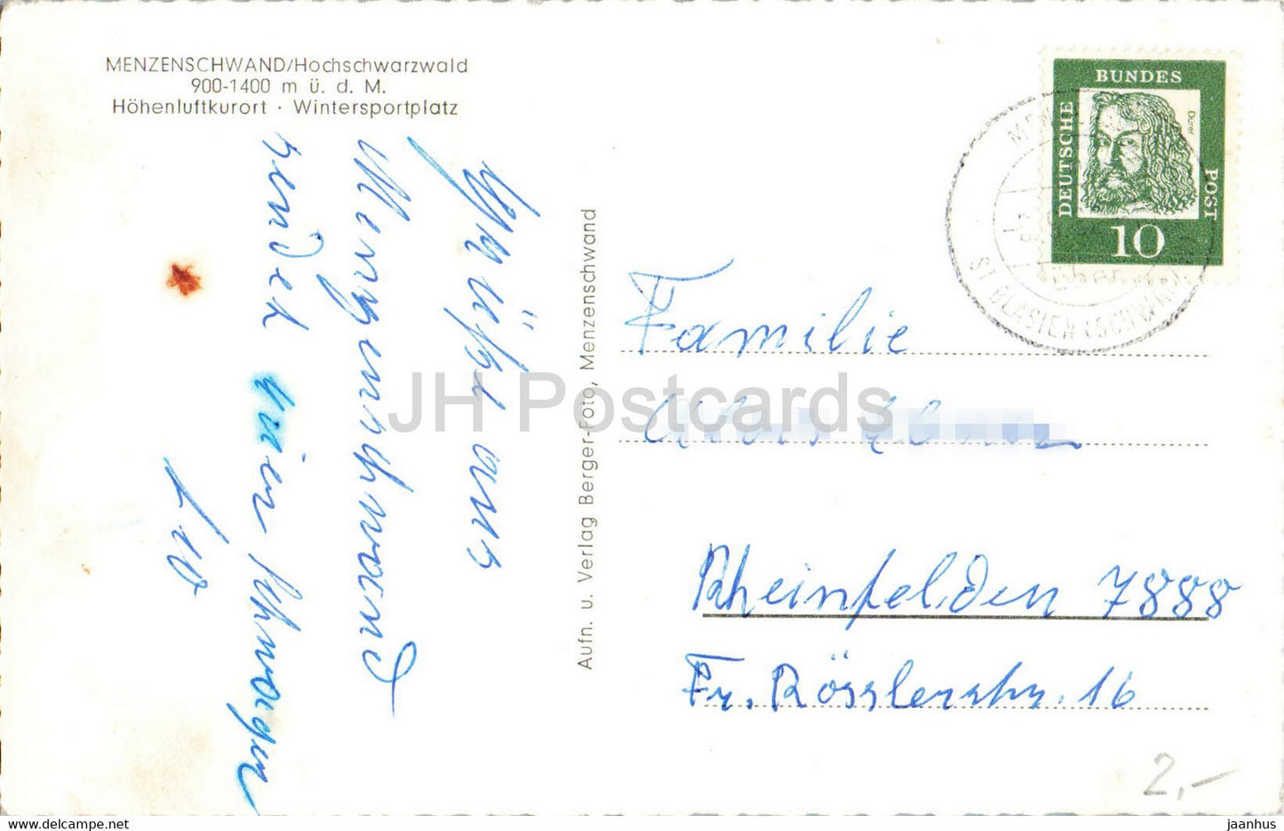 Menzenschwand - Hohenluftkurort - Wintersportplatz - Allemagne - occasion