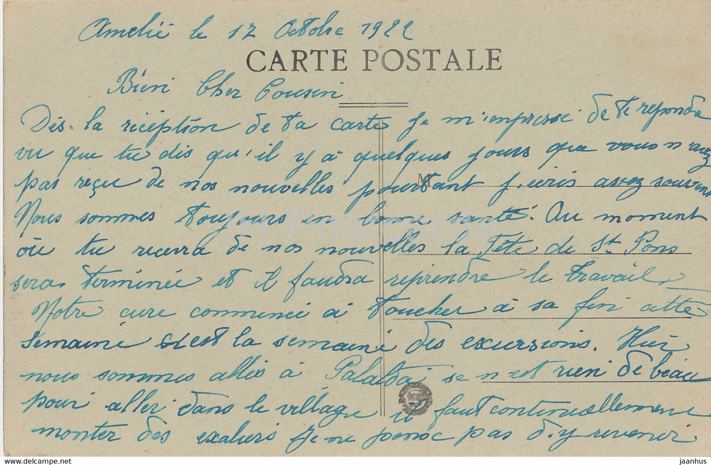 Amelie les Bains - Les bords du Tech et le Canigou - old postcard - 1922 - France - used