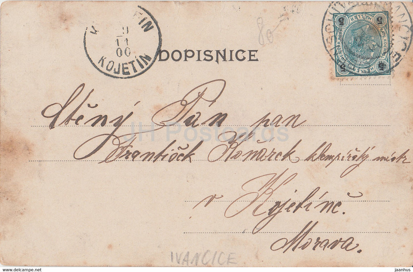 Pozdrav z Ivancic - Ivancice - Pohled od sv Jakuba - old postcard - Czech Republic - used