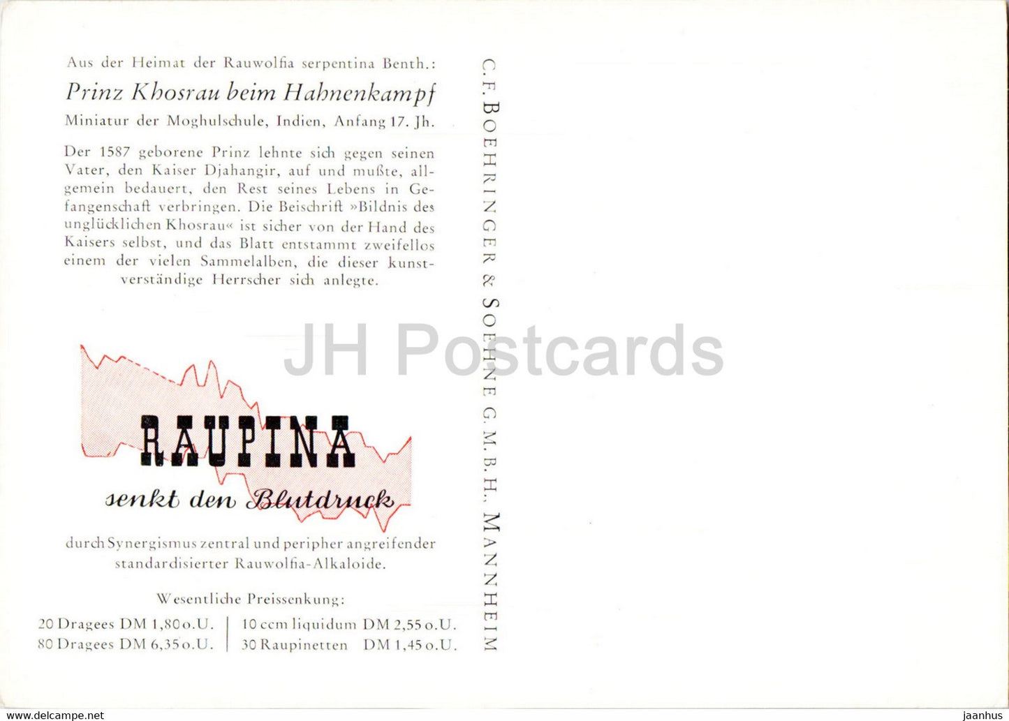 painting - Prinz Khosrau beim Hahnenkampf - prince - Indian art - Germany - unused