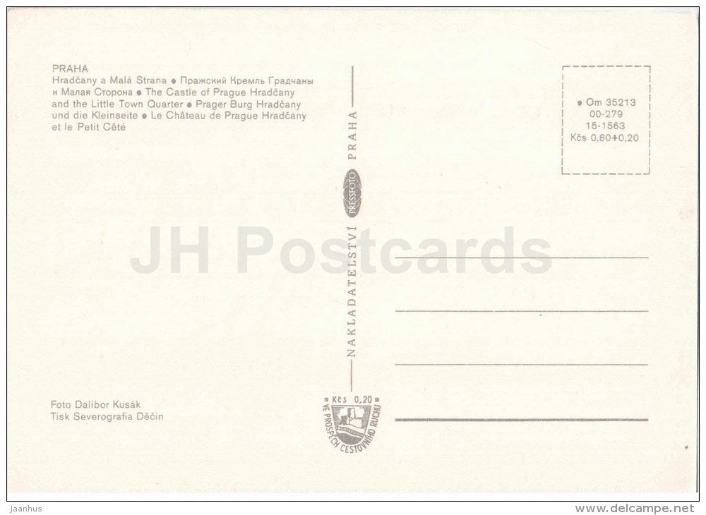 Praha - Prague - The Castle of Prague Hradcany and the Little Town Quarter - Czechoslovakia - Czech - unused - JH Postcards