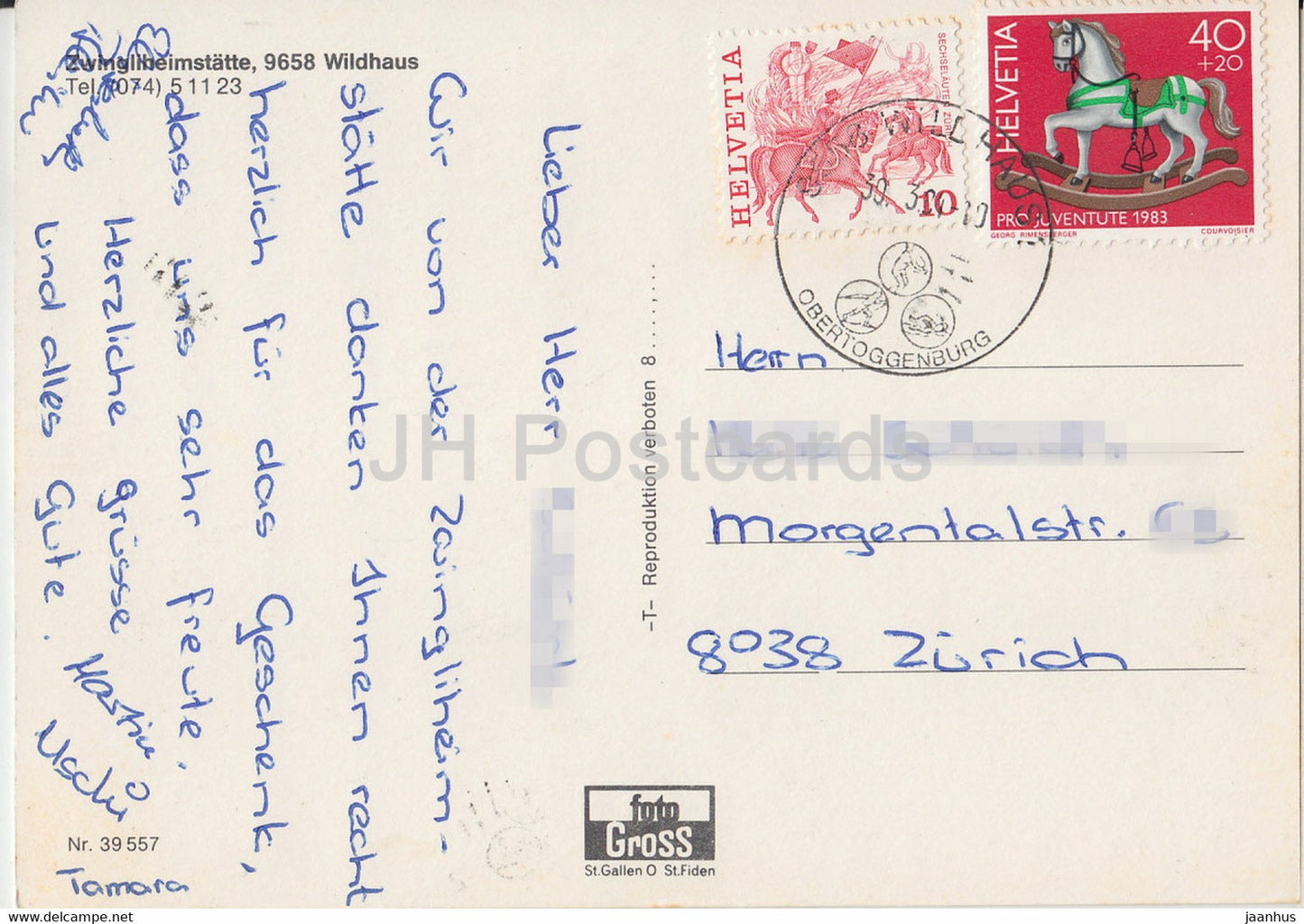 Zwingliheimstatte Wildhaus - 1984 - Suisse - occasion