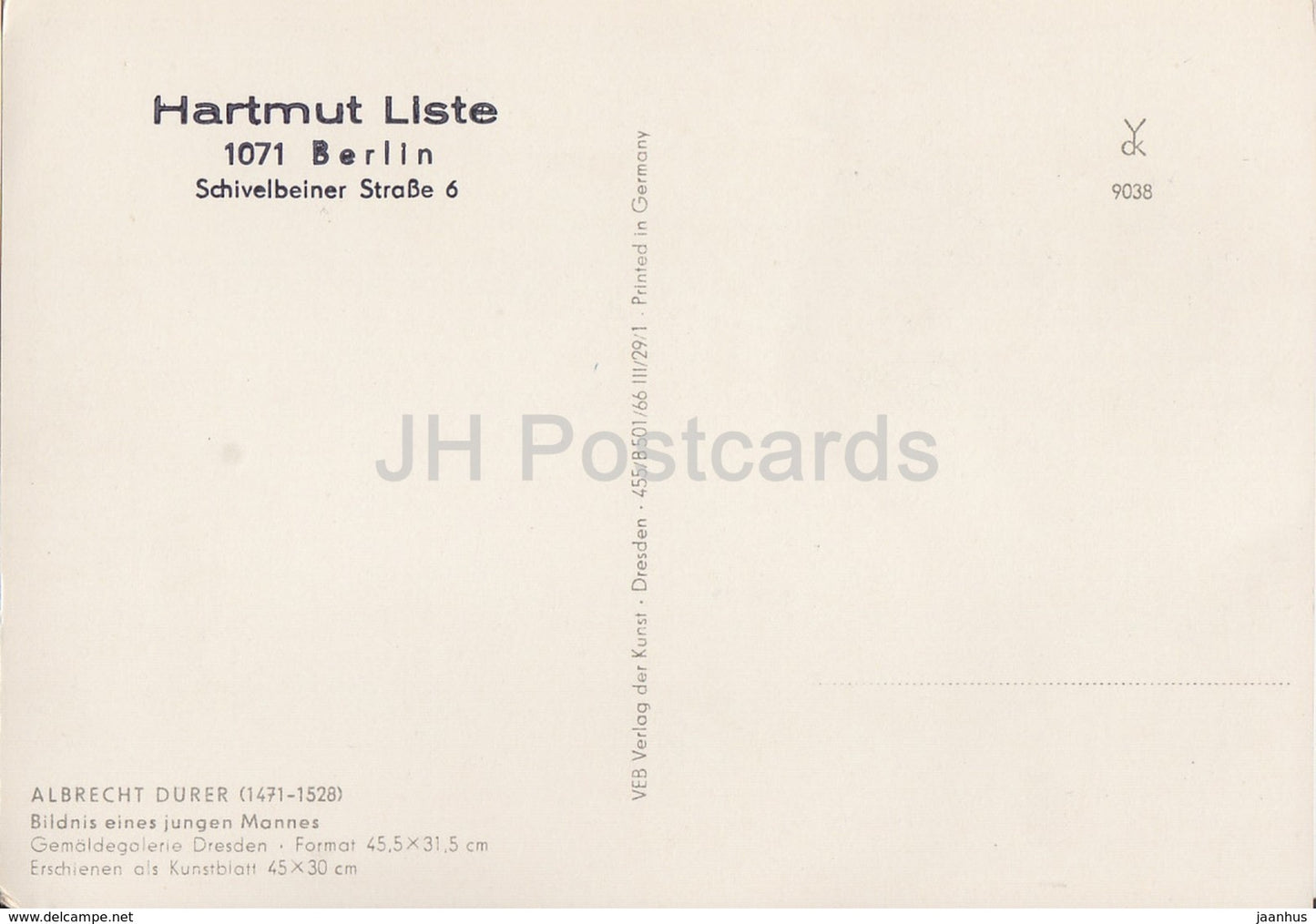 peinture d'Albrecht Durer - Bildnis eines Junges Mannes - Jeune homme - Art allemand - Allemagne DDR - inutilisé