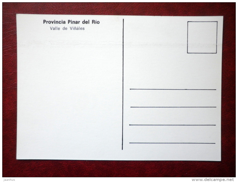 Valle de Vinales - provincia Pinar del Rio - Cuba - unused - JH Postcards